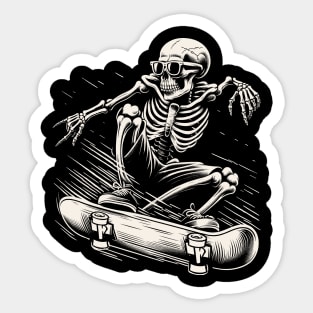 Skeleton Playing Skateboard Sticker